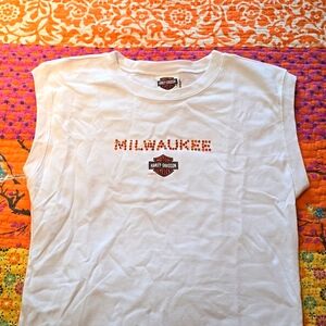 Brand New without tags. White Ladies XL Milwaukee Harley Davidon Sleeveless